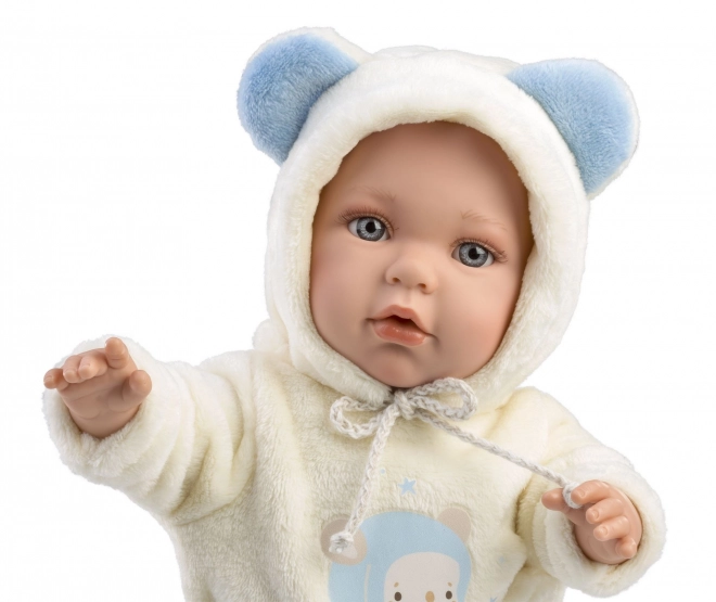 Llorens 14207 BABY ENZO - realistisk dukke baby med bl8dt stoflegeme - 42 cm
