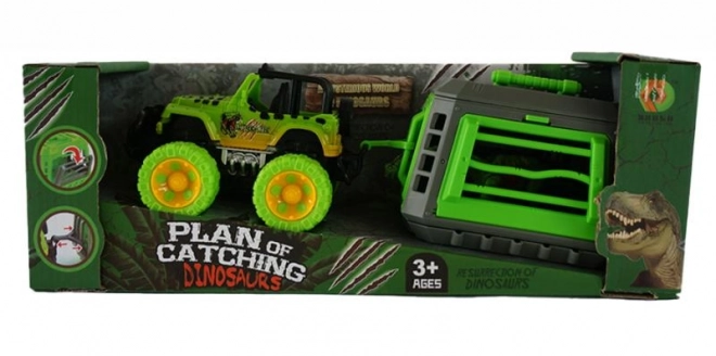 Jeep med trailer og dinosaur