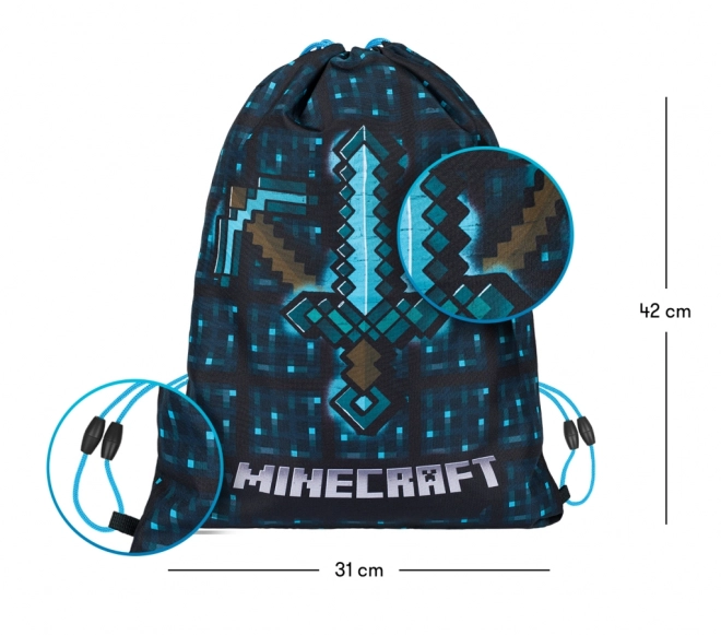 Minecraft 2 sæt blå økse og sværd penalhus og pose
