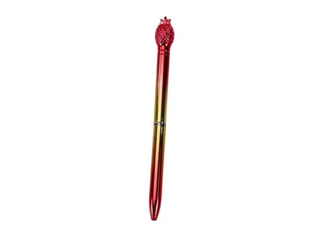 Pen med ananas glans i guld farve med blå tip 0,7 mm Mix