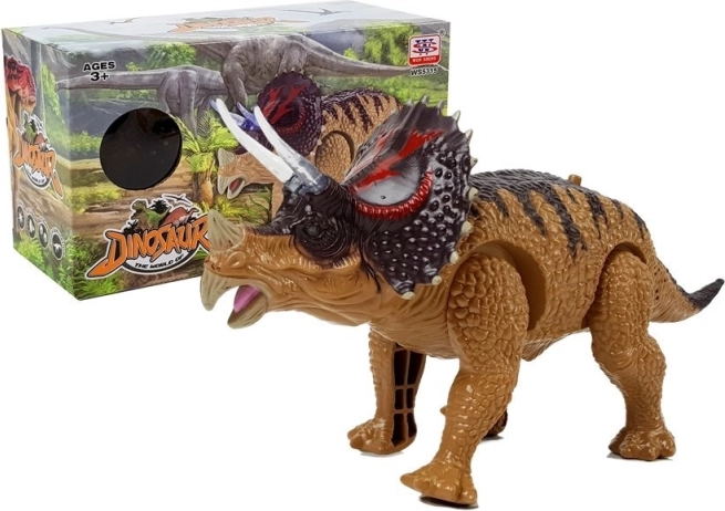 Interaktiv triceratops-dinosaur på batterier, brun