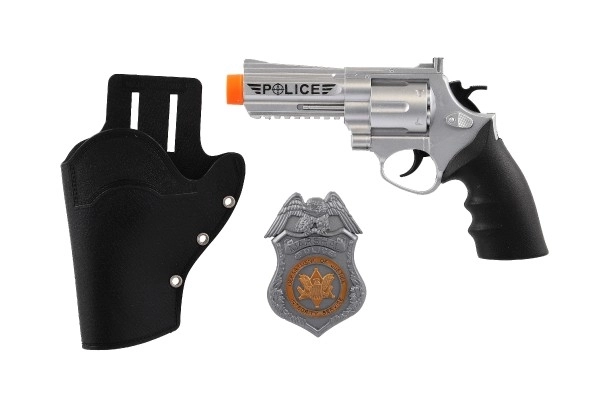 Politiserie til børn: revolver med hylster og badge