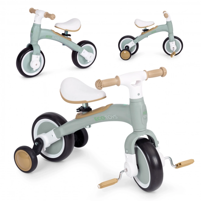 Balanceløbecykel med pedaler - træningshjul 3-i-1 ECOTOYS – Grøn