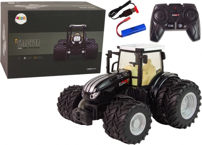 Fjernstyret traktor 2,4 GHz sort metal 1:24