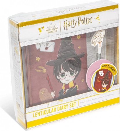 lentikulær dagbogssæt harry potter med pen, klistermærker og sticky notes