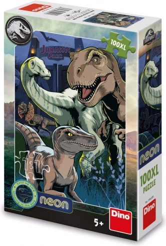 Puslespil med Jurassic World-motiv - 100 XL brikker neon