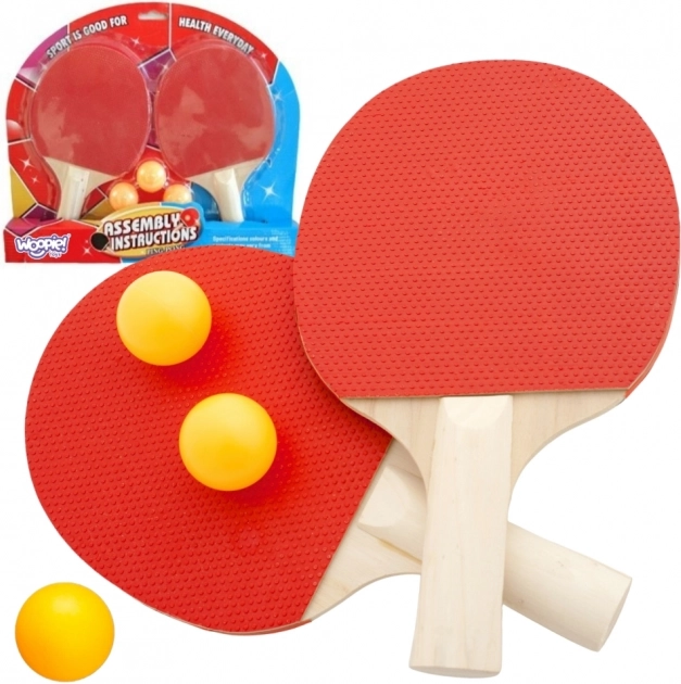 Woopie Sættet Bordtennisbat + 3 Bolde