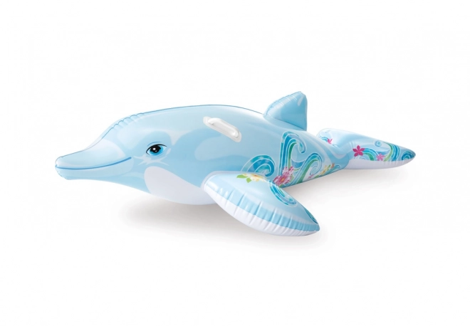 Blå oppustelig delfin med håndtag
