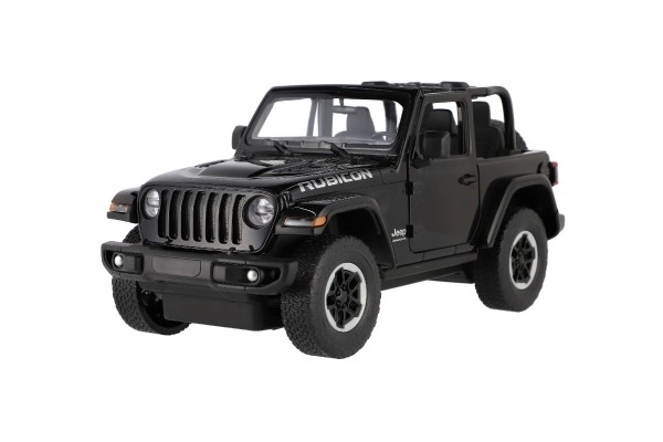 Auto RC Jeep Wrangler Rubicon sort plast 29cm 2,4GHz fjernbetjent. på batteri i æske 44x19x26cm