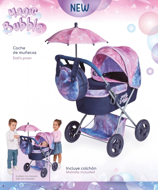 DeCuevas 85076 Foldbar dukkevogn med parasol og taske Magic Bubble 2024 - 60 cm