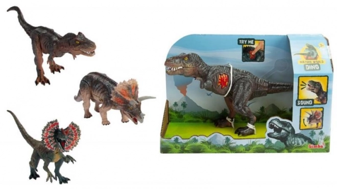 Lyd-dinosaur - T-Rex, Triceratops, Dilophosaurus