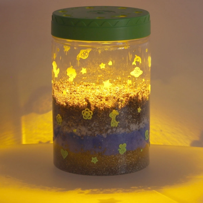 Terrarium til plantning med LED-lampe og dinosaurer