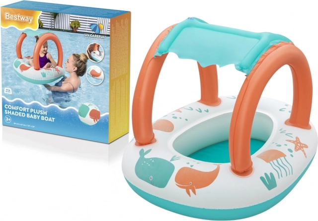 Bestway oppustelig børnebåd med aftagelig solskærm comfort plush