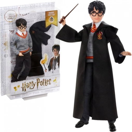 harry potter – dukke fra Hogwarts med tryllestav og kappe