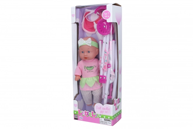 Baby med barnevogn og tilbehør
