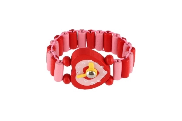 Træ armbåndsure 7cm mix af typer/farver med stativ