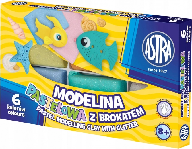 Termohærdende modellervoks ASTRA, 6 pastelfarver med glimmer