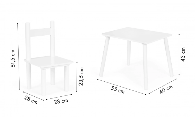 Sæt med børnemøbler: Bord + 2 stole