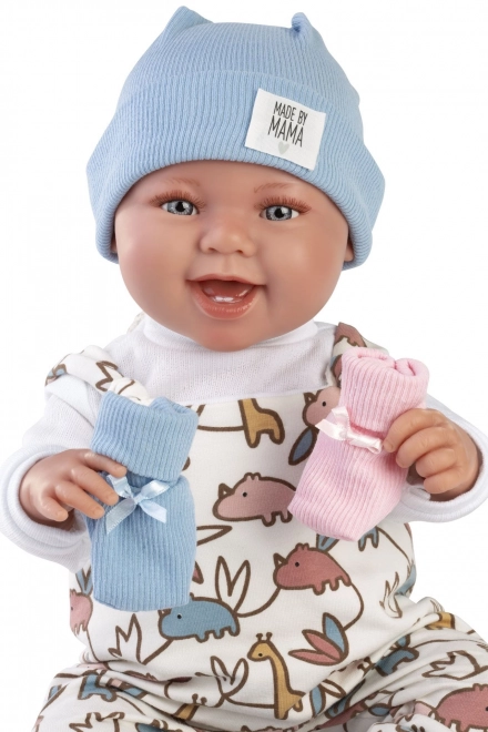 Llorens 84481 NYFØDT 2-i-1 - realistisk babydokke med lyde og blød stofkrop - 44 cm