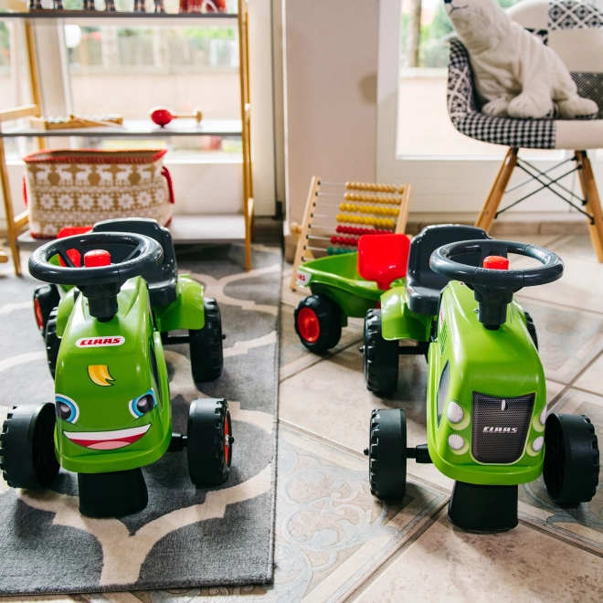 Ride-on traktor Claas grøn med rat og trailer