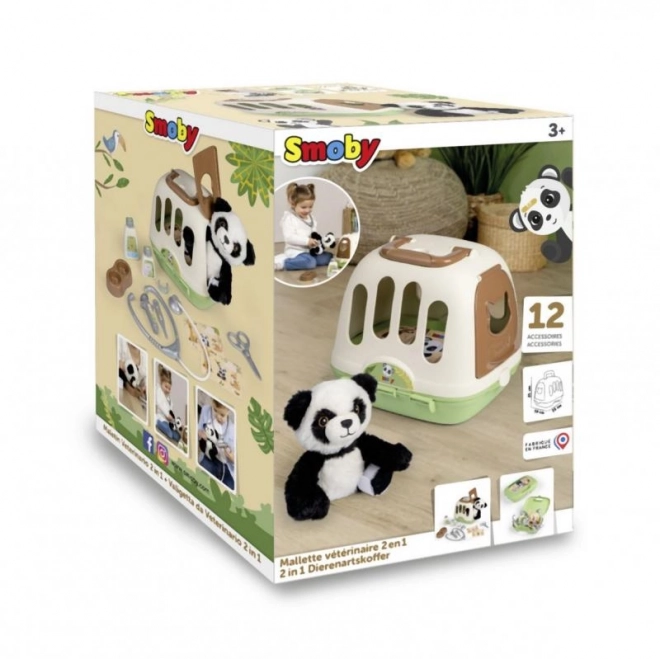 Dyrlægeudstyr med panda og transportboks 2 i 1