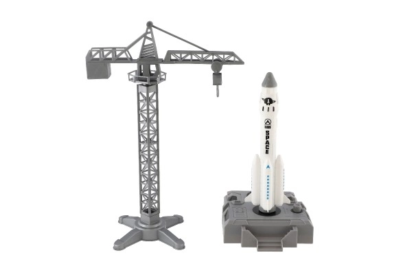 Raketskib med kran og opstartsstation plast 17cm i kassen 29x29x7cm