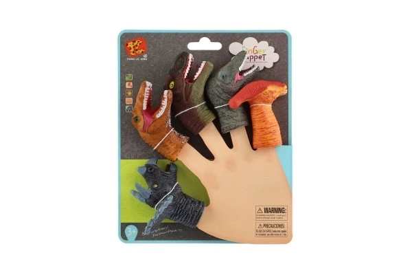 Fingerdukker dinosaurer 5stk gummi 6cm på kort 16,5x20cm