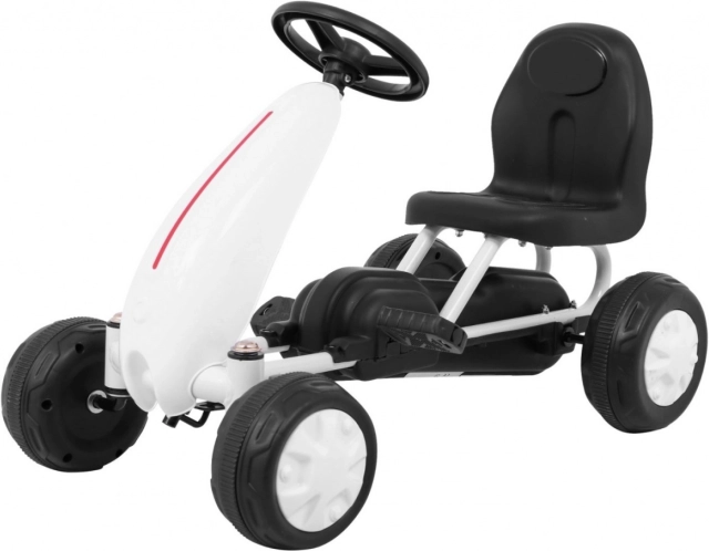 Pedaldrevet gokart til børn med kædetræk og gummihjul – Hvid