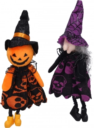 Halloween-dekoration heks og fugleskræmsel til ophæng
