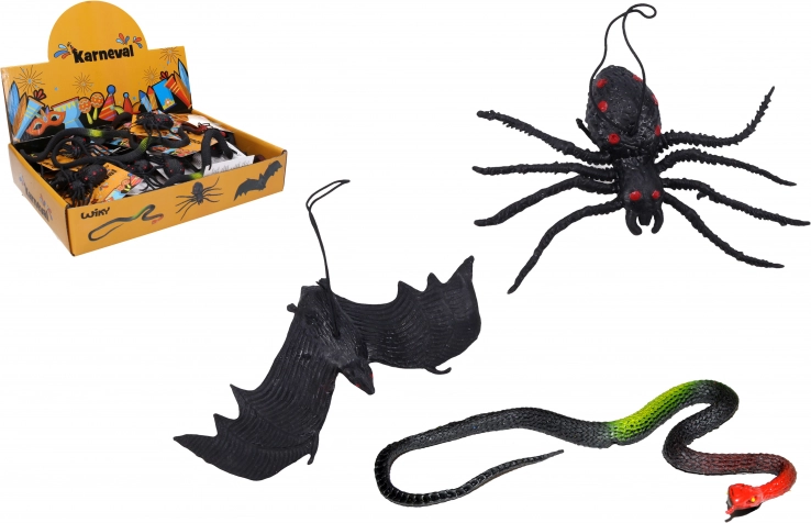 Gummi-figurer slange, flagermus og edderkop – mix 50 stk. i displayboks