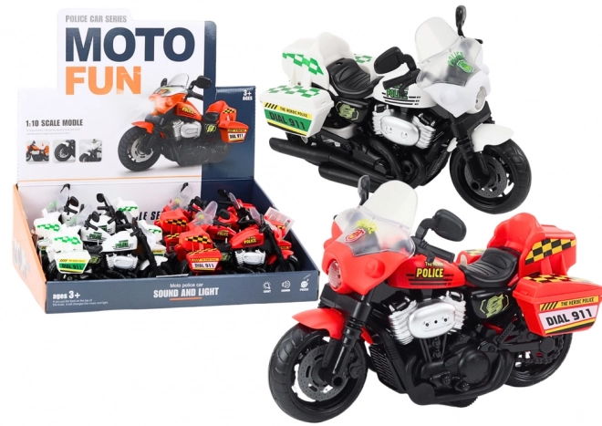 Politimotorcykel 1:10 Lys Lyd Hvid Rød