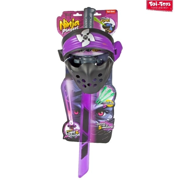 Ninja sæt sværd + maske + pile med lyd og lys
