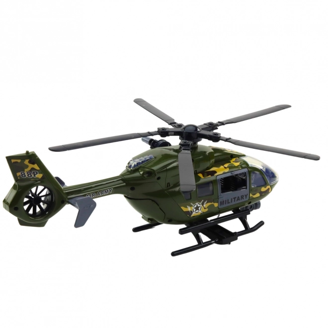 Militærhelikopter med projektører og lyde