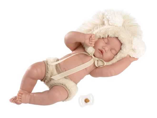 Llorens nyfødte realistiske babydukke - sovende pige med helkrop i vinyl - 31 cm