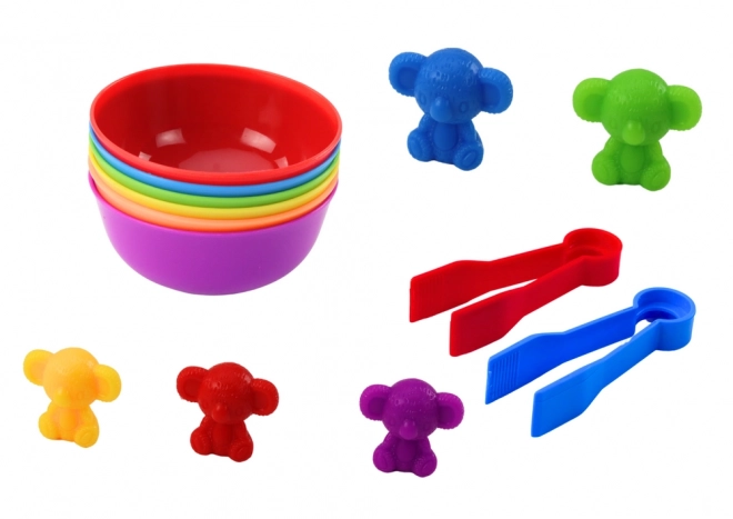 Farverig Montessori sorteringsspil Bjørne 36 stykker