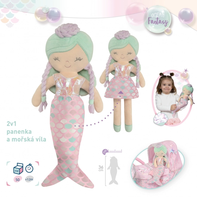 DeCuevas 20141 Plysdukke 2i1 OCEAN FANTASY - 36 cm