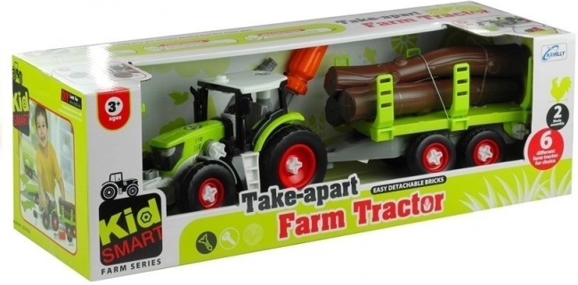 Sammenklappelig traktor med trailer til træ