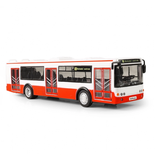 Bus som meddeler stoppesteder på tjekkisk 28 cm
