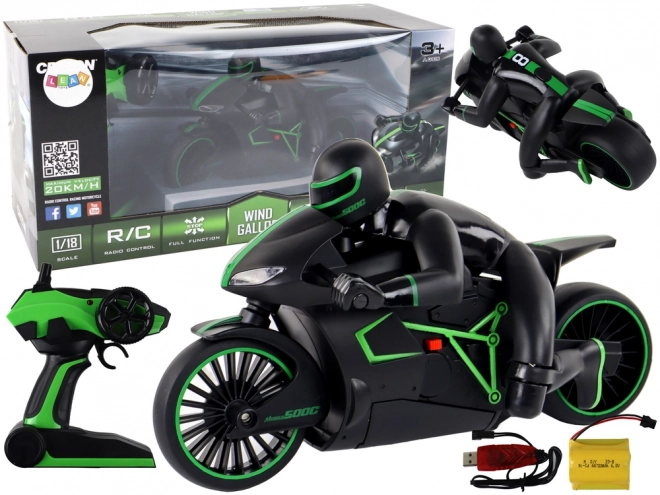 RC motorcykel med hastighed 20 km/t, grøn