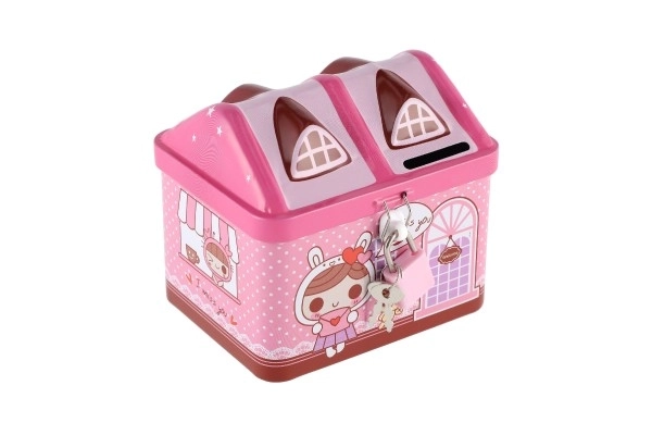 Pengelås husformet metal med lås 12x11cm