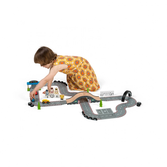 Bigjigs Rail Træ Racerdag Autodræs