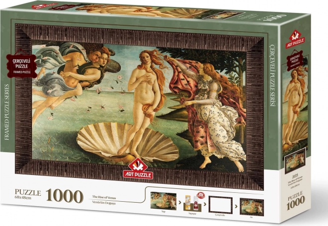 ART PUZZLE Puslespil med ramme og lim 3i1 1000 brikker – Venus' fødsel