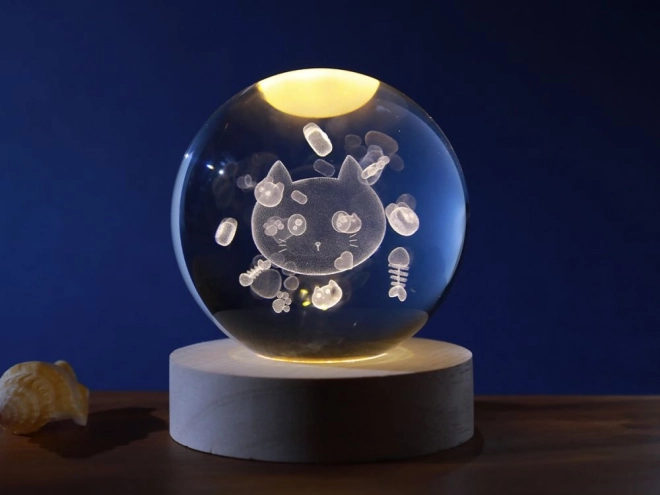 Krystalbold lampe med kattemotiv