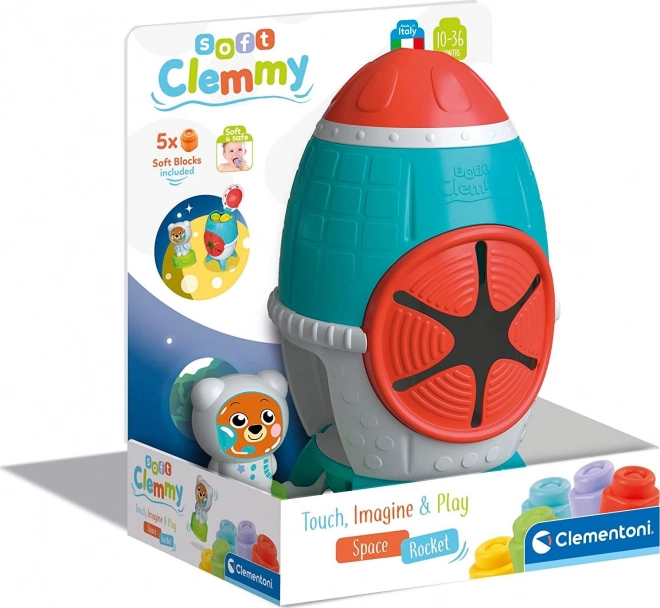 CLEMENTONI SOFT CLEMMY Boks Rumraket med 5 klodser