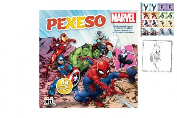 Pexeso i hæfte MARVEL – 64 kort, 21,5 × 21,5 cm