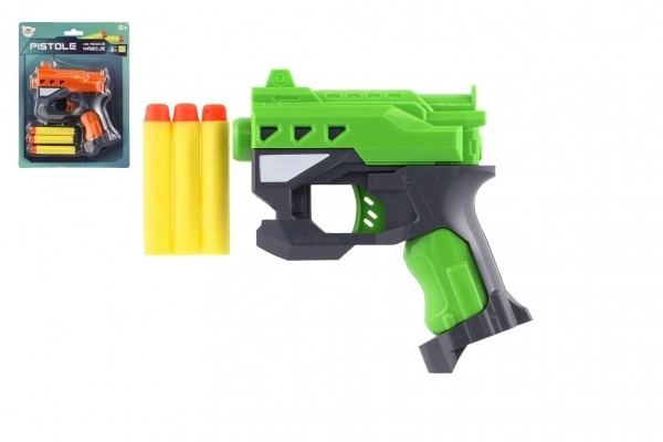 Pistol til skumpatroner 12x14cm plast + 3 stk patroner 2 farver på kort