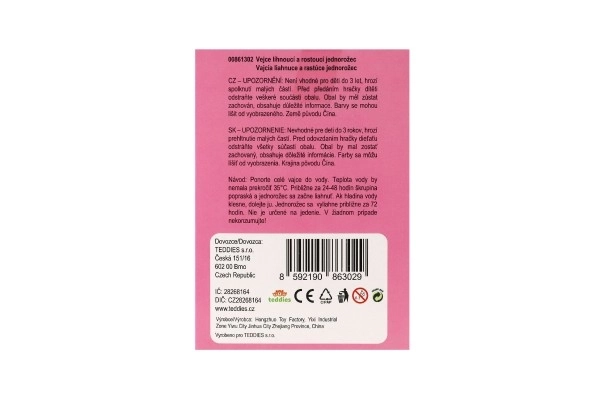 Æg klækkende og voksende enhjørning plastik 7x10cm i æske 9,5x13cm