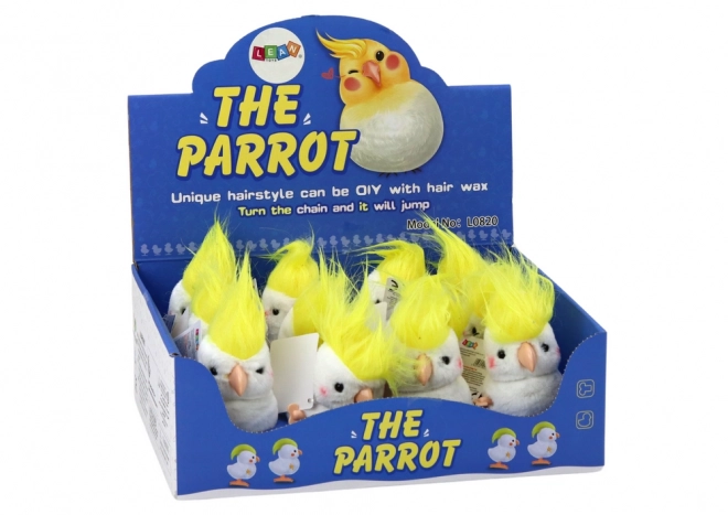 Skruelig plysdyr Jumping Parrot Ornament Hvid
