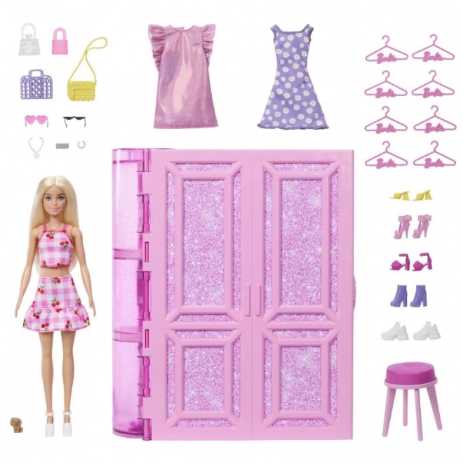 Barbie Drømmegarderobe i pastelfarver med dukke