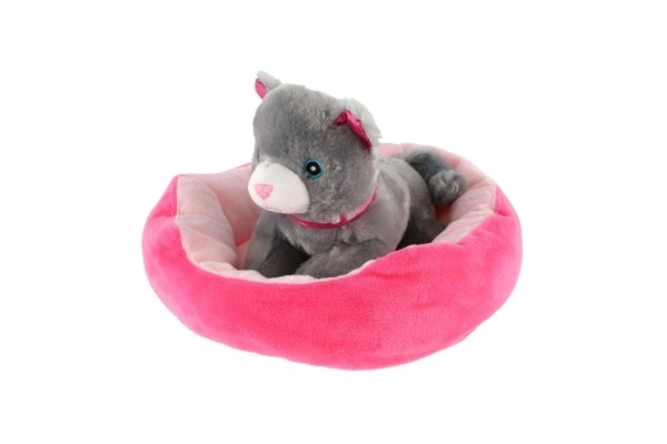 Lille hund i rede plys 4 farver 22x24cm 24m+